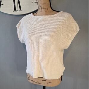 Madewell boat nack button back sweater tee chunky knit spring antique cream L